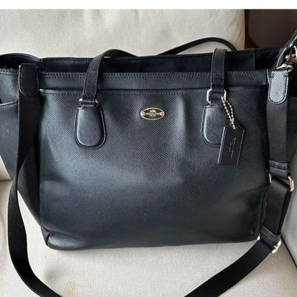 large leather Coach diaper bag
